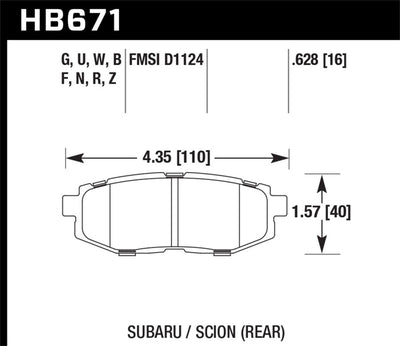 Hawk 13 Scion FR-S / 13 Subaru BRZ Rear Brake Pads