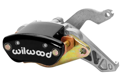 Wilwood Caliper-MC4 Mechanical-L/H - Black w/ Logo 1.19in Piston .81in Disc for performance cars, offering superior brake upgrades.