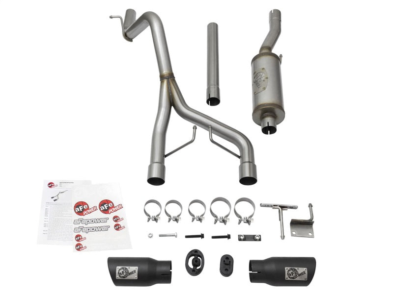 aFe Rebel Series CB 2.5in Dual Center Exit SS Exhaust w/ Black Tips 07-15 Jeep Wrangler 3.6L/3.8L V6 - DTX Performance