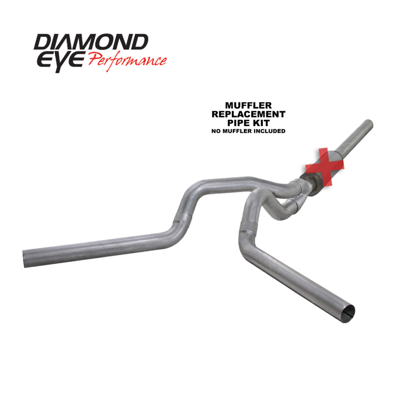 Diamond Eye KIT 4in CB MFLR RPLCMENT PIPE DUAL AL: 2004.5-2007.5 DODGE CUMMINS 600 - DTX Performance