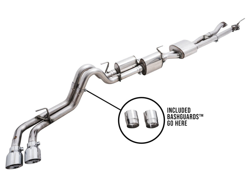 AWE 16-22 Toyota Tacoma 0FG Catback Exhaust w/ BashGuard - Dual Chrome Silver Tips - DTX Performance