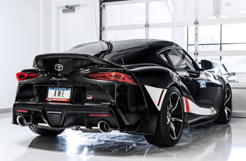 AWE 2020 Toyota Supra A90 Non-Resonated Touring Edition Exhaust - 5in Chrome Silver Tips - DTX Performance