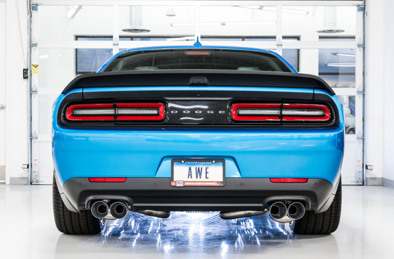 AWE Tuning 2015+ Dodge Challenger 6.4L/6.2L Non-Resonated Touring Edition Exhaust - Quad Silver Tips - DTX Performance