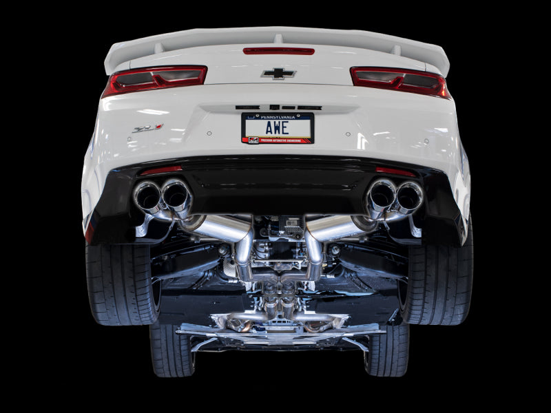 AWE Tuning 16-19 Chevy Camaro SS Res Cat-Back Exhaust -Touring Edition (Quad Chrome Silver Tips) - DTX Performance