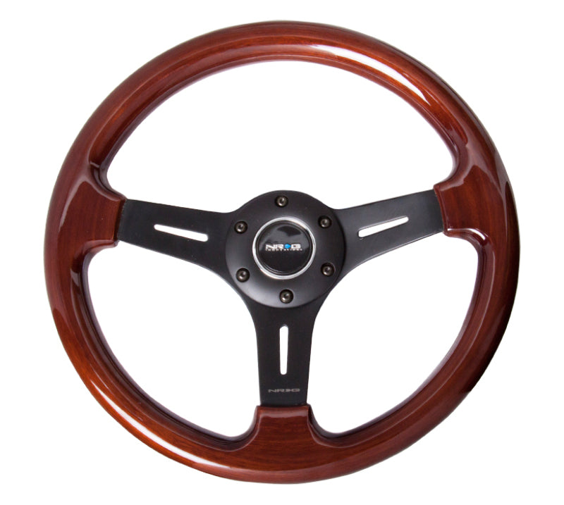 NRG Classic Wood Grain Steering Wheel (330mm) Wood Grain w/Matte Black 3-Spoke Center, high performance car parts by DTX Performance.