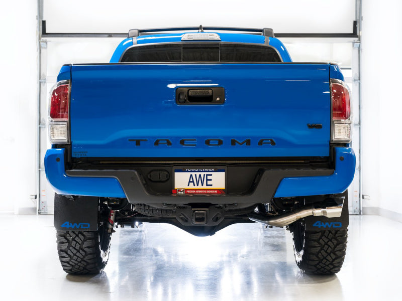 AWE 16-22 Toyota Tacoma 0FG Catback Exhaust w/ BashGuard - Dual Chrome Silver Tips - DTX Performance