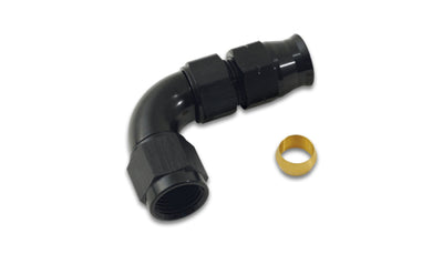 Vibrant 3/8In Tube to -6AN Female 90 Degree Union Adapter Fitting w/ Olive Inserts for performance car parts and upgrades