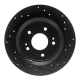 R1 18-23 Genesis G70 Rear Right Drilled & Slotted Black Brake Rotor