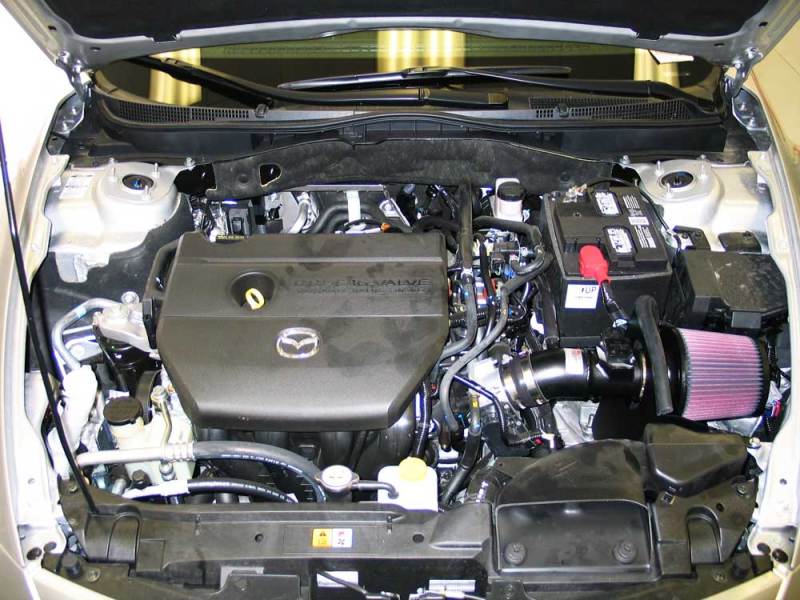 K&N 09 Mazda6 L4-2.5L Typhoon Cold Air Intake installed in engine bay