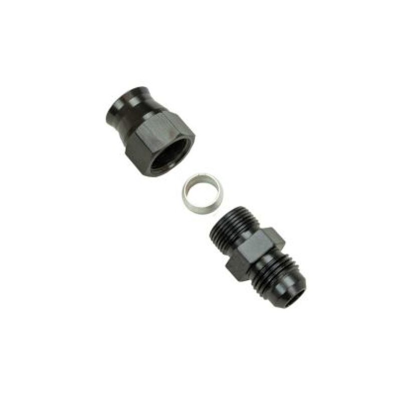 Moroso Aluminum Fitting Adapter 6AN Male to 3/8in Tube Compression - Black - DTX Performance