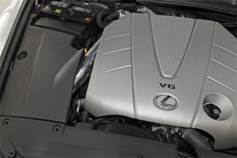 Spectre 06-12 Lexus IS250/IS350 V6-2.5/3.5L F/I Air Intake Kit - Polished w/Red Filter under Lexus engine hood