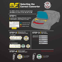 Load image into Gallery viewer, MagnaFlow Conv DF 16-17 Ford Focus 2.3L Underbody selection guide for performance upgrades and compliance