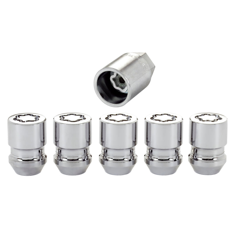 McGard Wheel Lock Nut Set - 5pk. (Cone Seat) M12X1.5 / 13/16 Hex / 1.28in. Length - Chrome, high performance car parts, DTX Performance