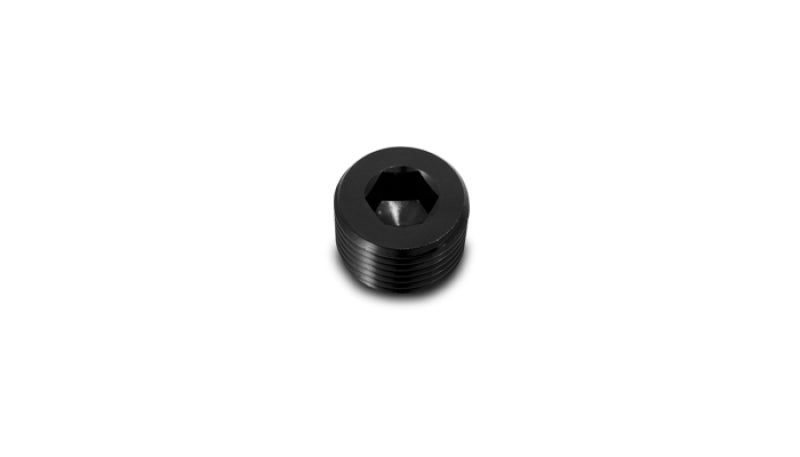 Vibrant 1in NPT Socket Pipe Plug in anodized black, perfect for high performance car parts and tuning upgrades from DTX Performance.