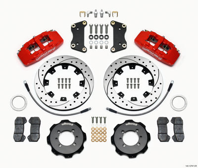 Wilwood Dynapro 6 Front Hat Kit 12.19in Drilled Red 2012 Fiat 500 w/ Lines, performance car parts, high performance brakes.