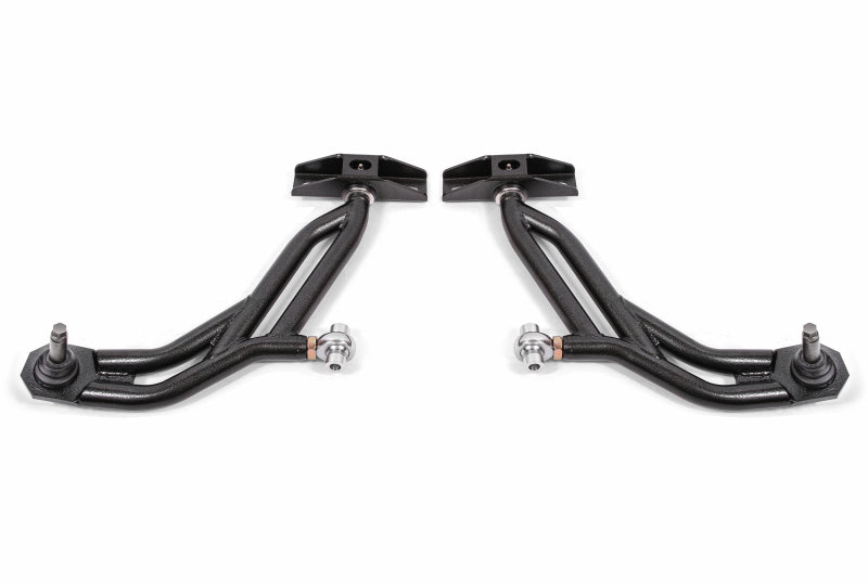 BMR 10-14 Ford Mustang Adj. Lower A-Arms w/ Delrin/Rod End / 19mm Tall Ball Joint - Black Hammertone - DTX Performance