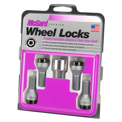 McGard Wheel Lock Bolt Set - 4pk. (Cone Seat) M14X1.25 / 17mm Hex / 27.3mm Shank Length - Black, high performance auto parts