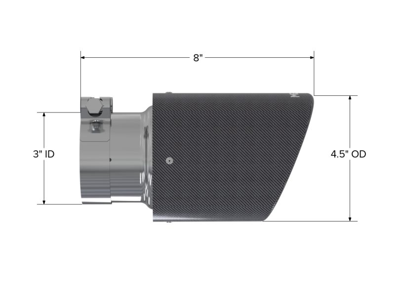 MBRP Universal Carbon Fiber Tip 4.5in OD / 3in Inlet / 7.7in L for performance exhaust systems by veteran owned DTX Performance.