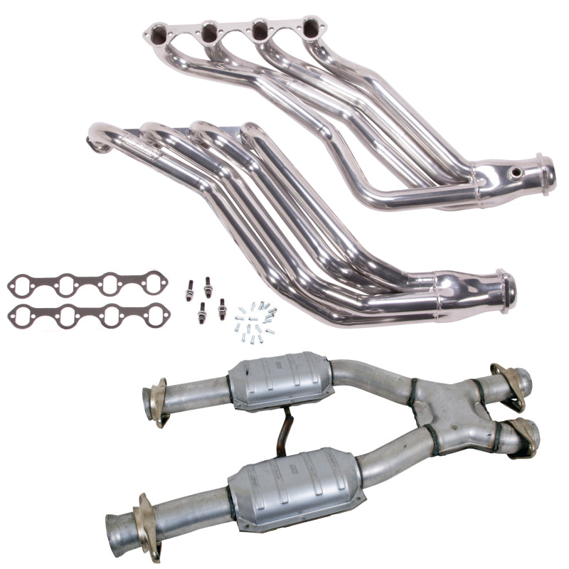 BBK 79-93 Ford Mustang 5.0L 1-3/4 Long Tube Headers w/High Flow Catted X-Pipe (Silver Ceramic) - DTX Performance