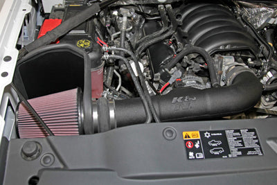 K&N 14-15 Chevy/GMC 1500 V-8 5.3/6 2L Performance Intake Kit installed in engine bay