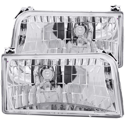 ANZO 1992-1996 Ford F-150 Crystal Headlights Chrome - Performance upgrades from DTX Performance, veteran owned shop