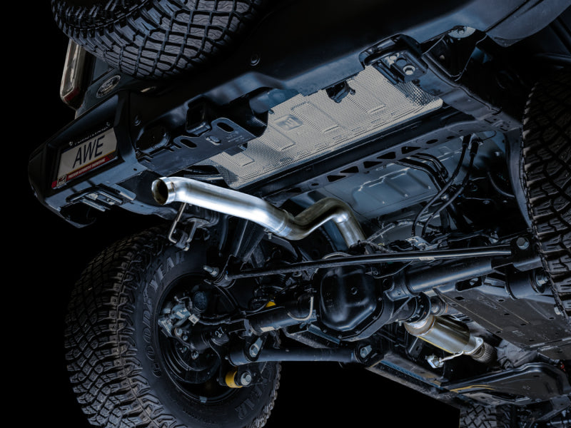 AWE Tuning 2021+ Ford Bronco 0FG Exhaust (No Tips) w/ Bash Guard - DTX Performance