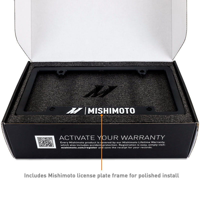Mishimoto 21+ Mustang Mach-E License Plate Relocation Kit for performance car tuning, sold by veteran owned DTX Performance shop.