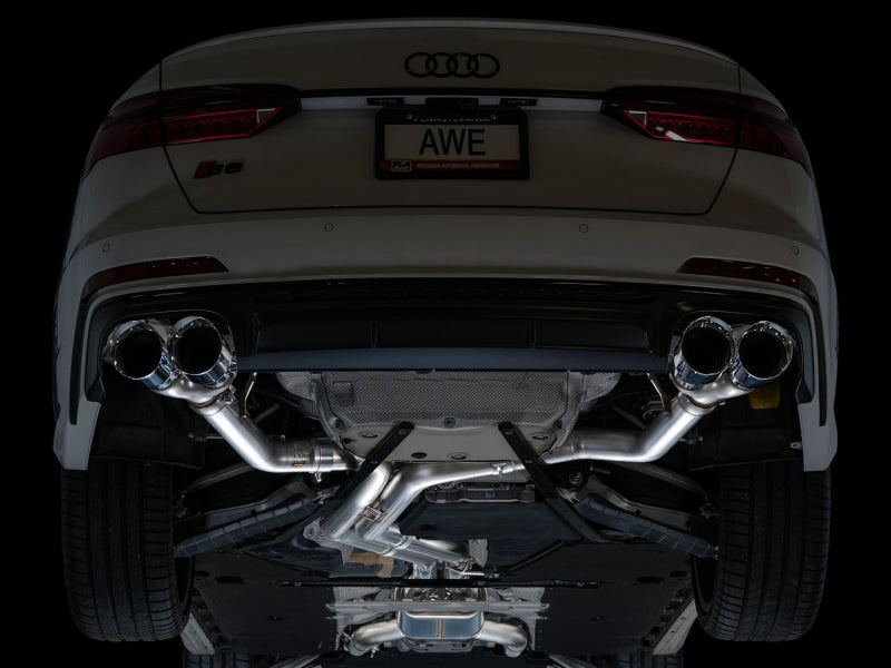 AWE Tuning 19-23 Audi C8 S6/S7 2.9T V6 AWD Track Edition Exhaust - Chrome Silver Tips - DTX Performance