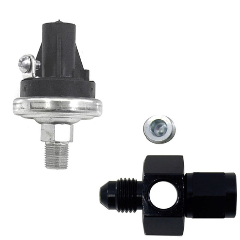 Nitrous Express EFI Fuel Pressure Safety Switch w/4AN Manifold for performance car parts and tuning upgrades.