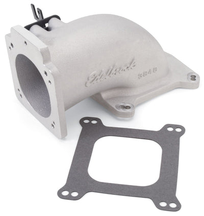 Edelbrock Low Profile Intake Elbow 90mm Throttle Body to Square-Bore Flange As-Cast Finish, DTX Performance, engine performance parts