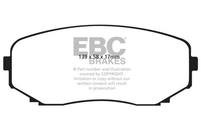 EBC 11-14 Ford Edge 2.0 Turbo Redstuff Front Brake Pads for performance car parts at DTX Performance shop.