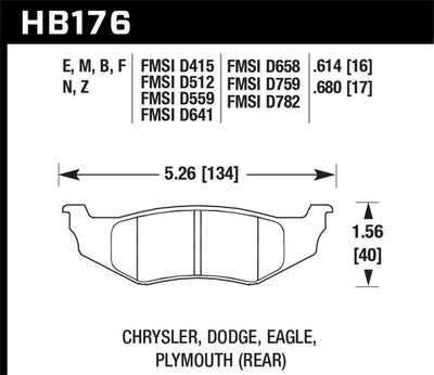 Hawk SRT4 HPS Street Rear Brake Pads diagram for performance car tuning and high performance brakes from veteran-owned shop DTX Performance.