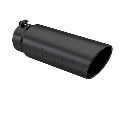MBRP Universal Tip 6in OD Angled Rolled End 5in Inlet 18in Lgth Black Finish Exhaust for performance upgrades.