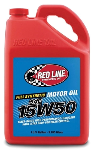 Red Line 15W50 Motor Oil - Gallon for high performance car parts and engine tuning at veteran owned DTX Performance shop.