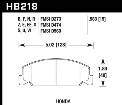 Hawk 88-89 Civic Si / 92-00 Civic CX / 88-00 DX / 98-00 GX HP Plus Street Front Brake Pads specs