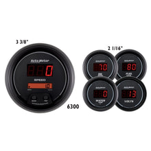 Load image into Gallery viewer, AutoMeter Gauge Kit 5 Pc. 3-3/8in. &amp; 2-1/16in. Elec Speedo Digital Black Dial W/ Red Led - DTX Performance, high performance auto parts.