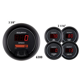 AutoMeter Gauge Kit 5 Pc. 3-3/8in. & 2-1/16in. Elec Speedo Digital Black Dial W/ Red Led - DTX Performance, high performance auto parts.