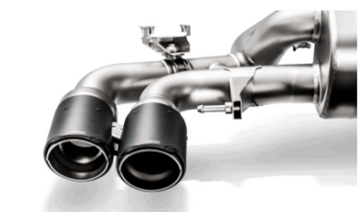 Akrapovic 18+ BMW M5 (F90) Evolution Tail Pipe Set (Carbon) w/ Red/White Akrapovic Logo for performance car tuning