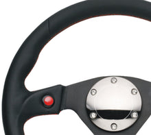 Load image into Gallery viewer, NRG Reinforced Steering Wheel (320mm) Blk Leather w/Dual Buttons by DTX Performance, perfect for racing suspension and high performance upgrades.