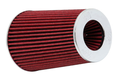K&N Universal Air Filter Chrome Round Tapered Red - 4in Flange ID x 1.125in Flange Length x 9.5in H for performance upgrades