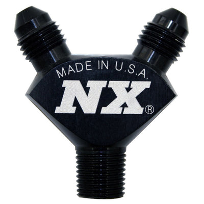 Nitrous Express 1/8NPT x 3AN x 3AN Billet Pure-Flo Y Fitting - Black - high performance car parts by DTX Performance
