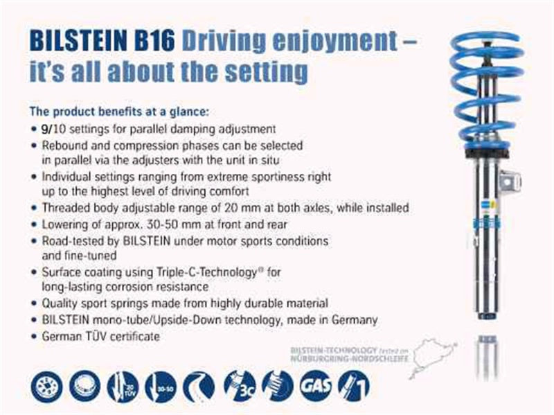 Bilstein B16 13-16 BMW 320i / 328i / 335i xDrive Front and Rear Performance Suspension System - DTX Performance