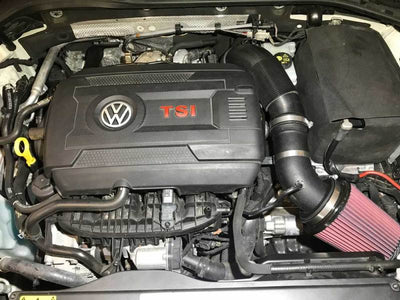 K&N 12-19 Volkswagen Golf VII L4-2.0L F/I Performance Air Intake System installed in car engine bay