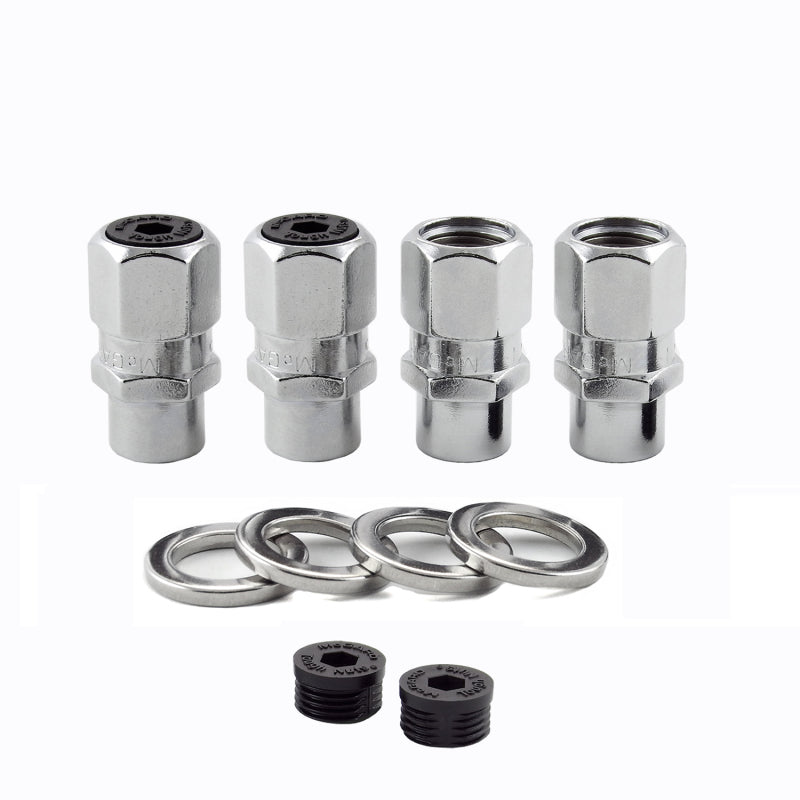 McGard Hex Lug Nut (Drag Racing Short Shank) M12X1.5 / 13/16 Hex / 1.6in. Length (4-Pack) - Chrome for performance upgrades