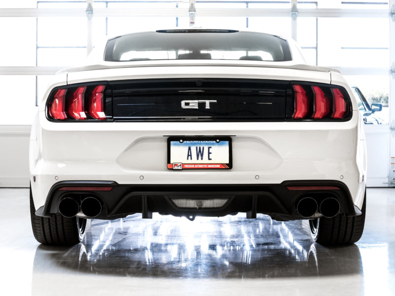 AWE Tuning 2018+ Ford Mustang GT (S550) Cat-back Exhaust - Touring Edition (Quad Diamond Black Tips) - DTX Performance