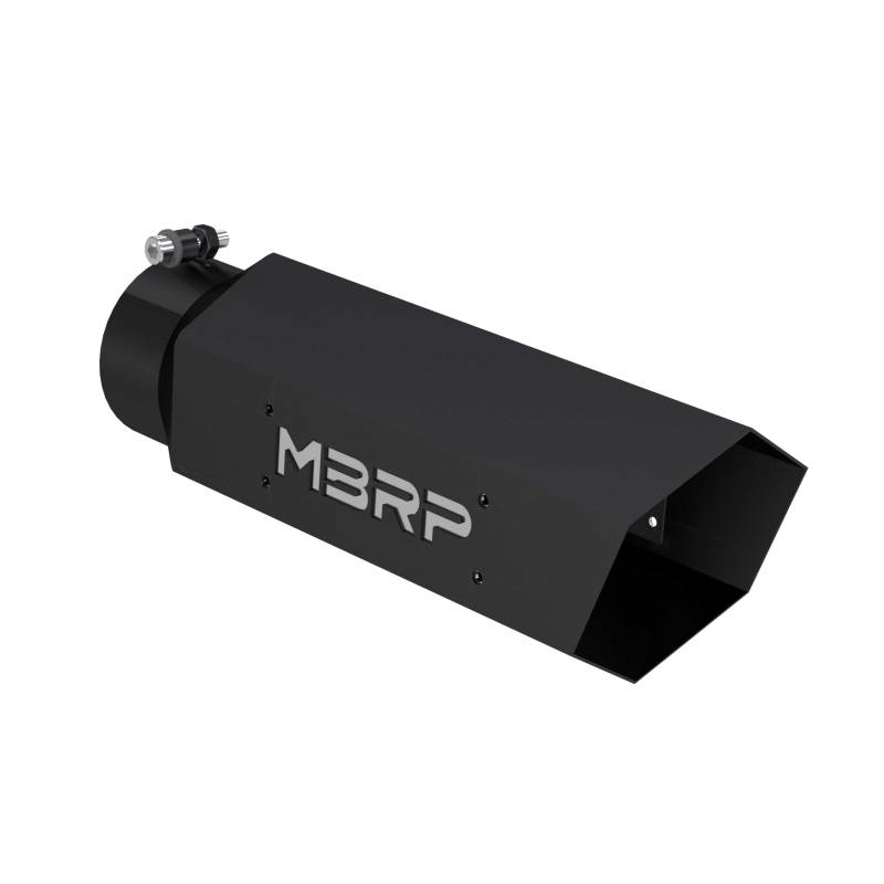MBRP Universal Hex Tip 4in Inlet 16in Length w/ Logo - Black Coated, high performance car part by DTX Performance for exhaust systems