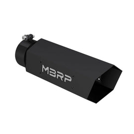 MBRP Universal Hex Tip 4in Inlet 16in Length w/ Logo - Black Coated, high performance car part by DTX Performance for exhaust systems
