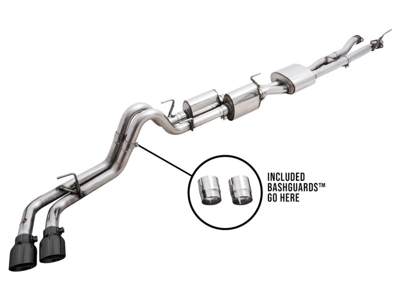 AWE 16-22 Toyota Tacoma 0FG Catback Exhaust w/ BashGuard - Dual Diamond Black Tips - DTX Performance