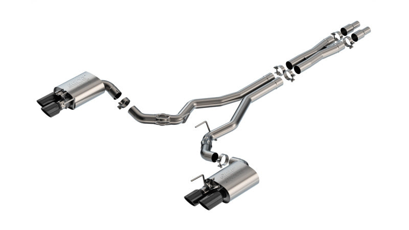 Borla 2024 Ford Mustang GT 5.0L V8 w/ Active Exhaust ATAK Cat-Back Exhaust System - Black Chrome - DTX Performance