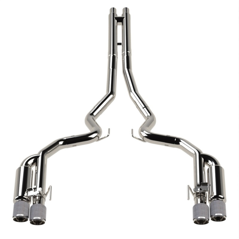 Kooks 18-24 Ford Mustang GT 5.0 3in. Valved Shotgun Cat-Back Exhaust - Carbon Tips for high performance car upgrades